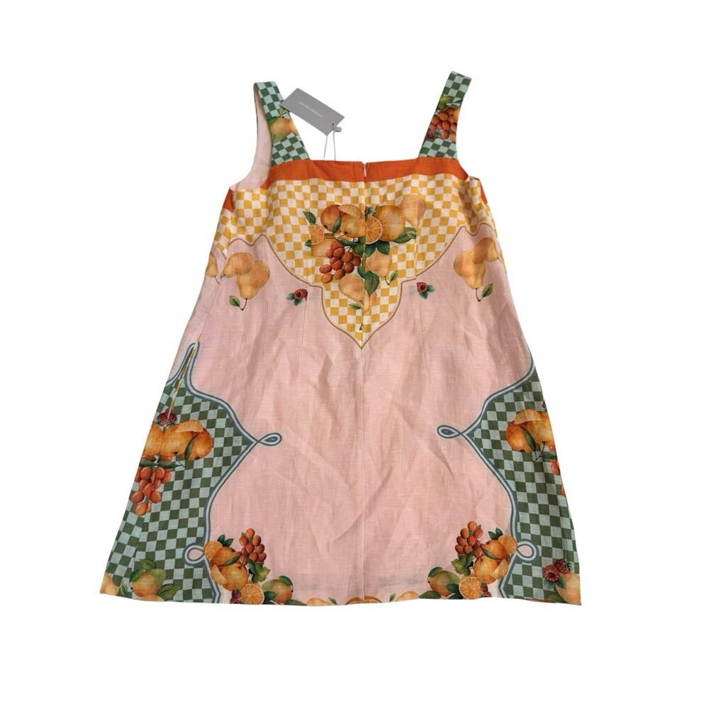 New Antonio Melani Eliana Printed Linen Square Neck Sleeveless Dress Sz Med - Picture 6 of 11